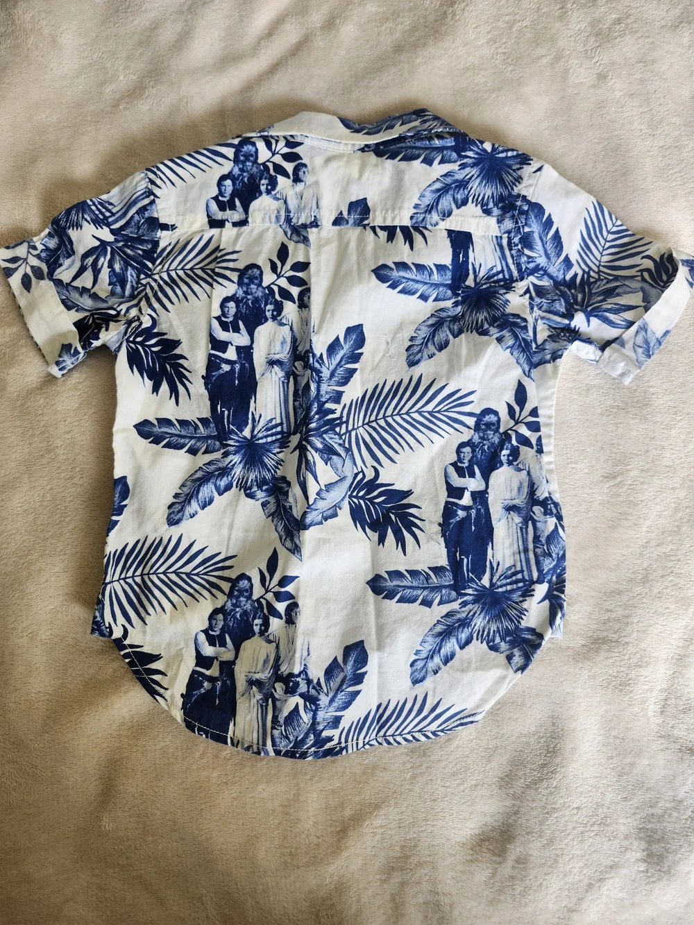 GAP Blue and White Short-Sleeve Tropical Star Wars Button-Down